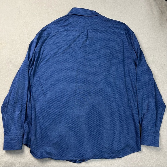 Peter Millar Shirt Mens XXL Blue Diamond Neat Button Down Long Sleeve Cotton - Picture 7 of 8